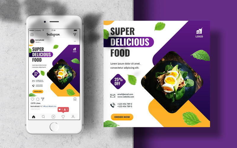 Download Шаблон для соцсетей "Delicious Food Menu Instagram Feed Banner Social Media Template" / Delicious Food Menu Instagram Feed Banner Social Media Template - Шаблон для соцсетей на тему графика instagram template,instagram post,marketing,food,layout,poster,square,feed,menu,social media,restaurant,fast food,templates,food template,instagram feed,foodstuff,banner template,healthy food