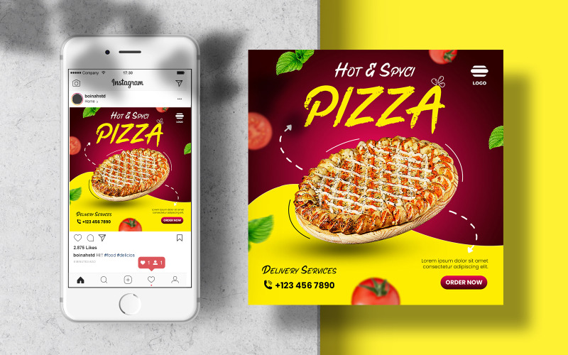 Download Шаблон для соцсетей "Instagram Food Banner Template Post for Social Media" / Instagram Food Banner Template Post for Social Media - Шаблон для соцсетей на тему графика instagram template,instagram post,marketing,food,layout,poster,square,feed,menu,social media,restaurant,fast food,templates,food template,instagram feed,foodstuff,banner template,healthy food