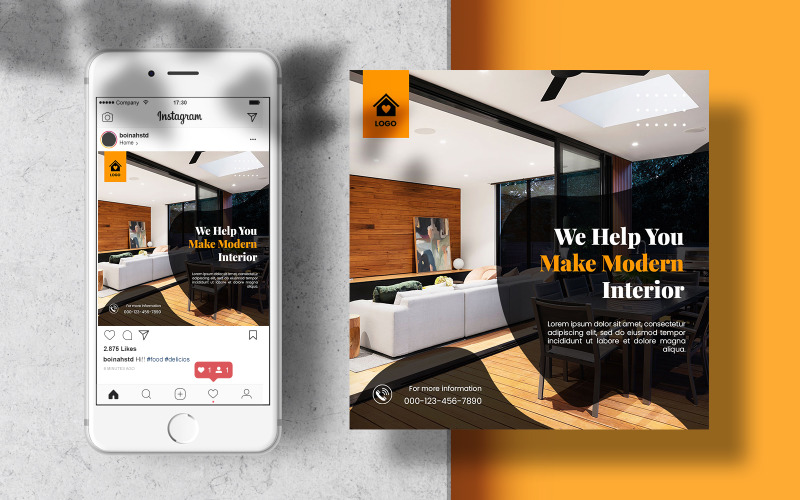 Download Шаблон для соцсетей "Interior Design Instagram Post Banner Social Media Template" / Interior Design Instagram Post Banner Social Media Template - Шаблон для соцсетей на тему графика template,banner,modern,furniture,poster,post,social,square,editable,social media,interior,social banner,living room,social media post,minimalist interior,home interior,social media templates,