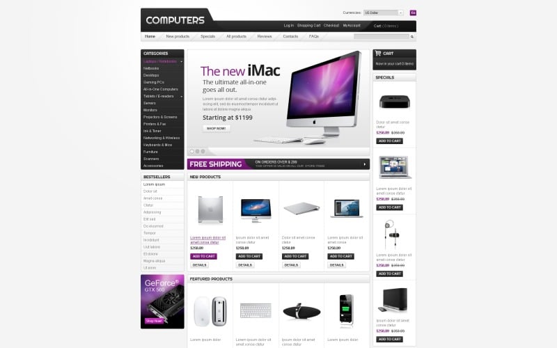 компьютеры для работы и отдыха шаблон zencart