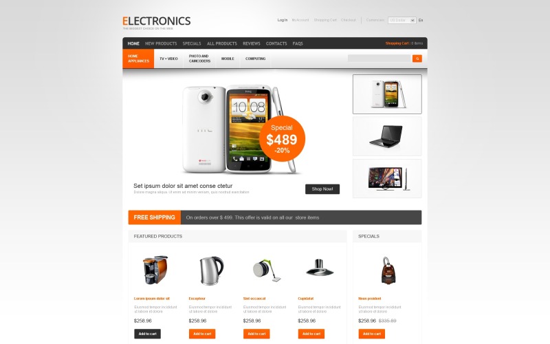 электронные устройства zencart шаблон