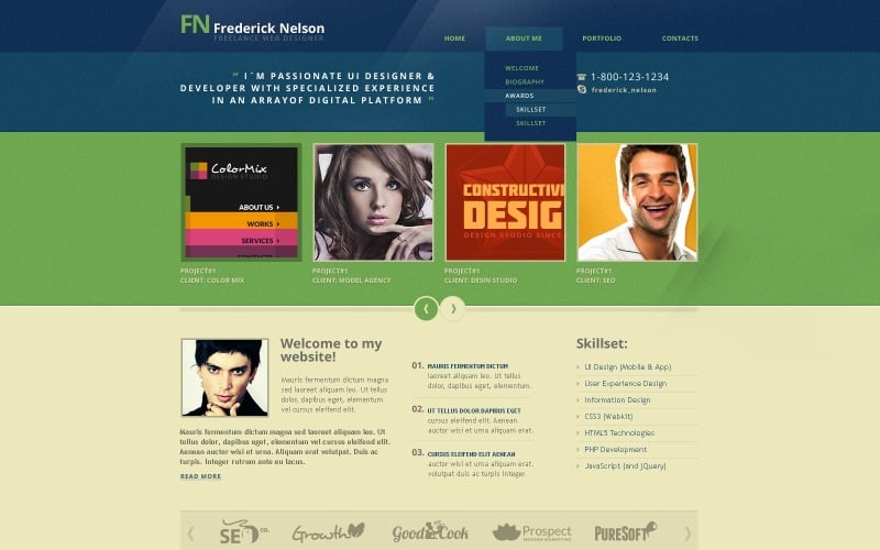 дизайнерское портфолио drupal шаблон