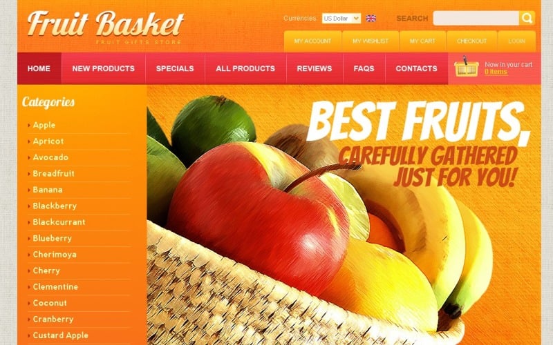 корзина с фруктами шаблон zencart