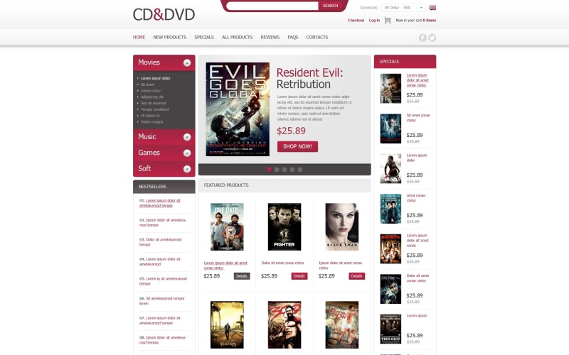 шаблон cd &amp; dvd zencart