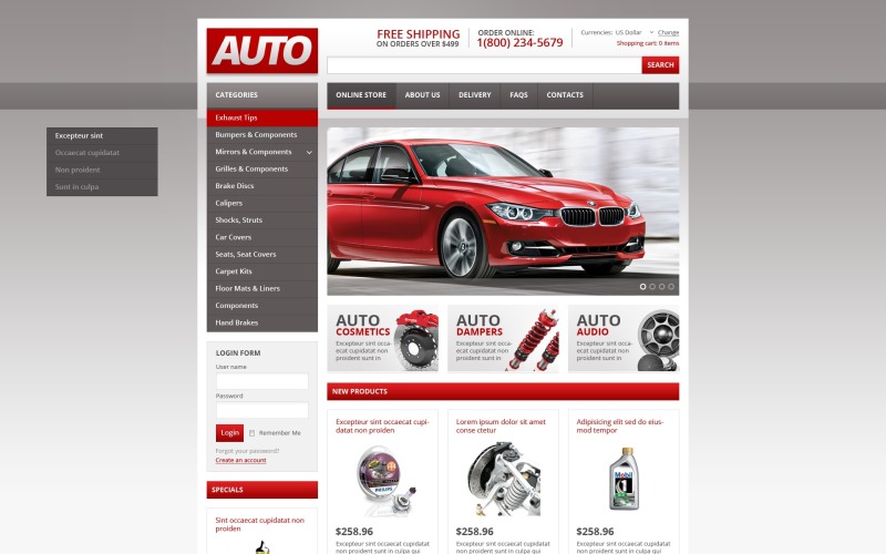 авто запчасти шаблон virtuemart