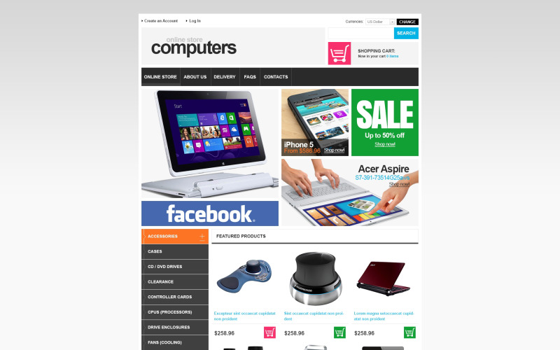 компьютеры и компоненты шаблон virtuemart