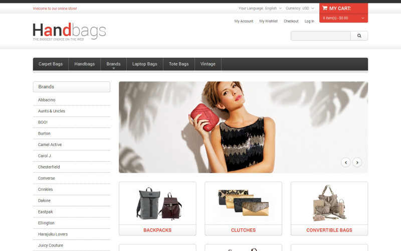 сумочка отзывчивая тема magento