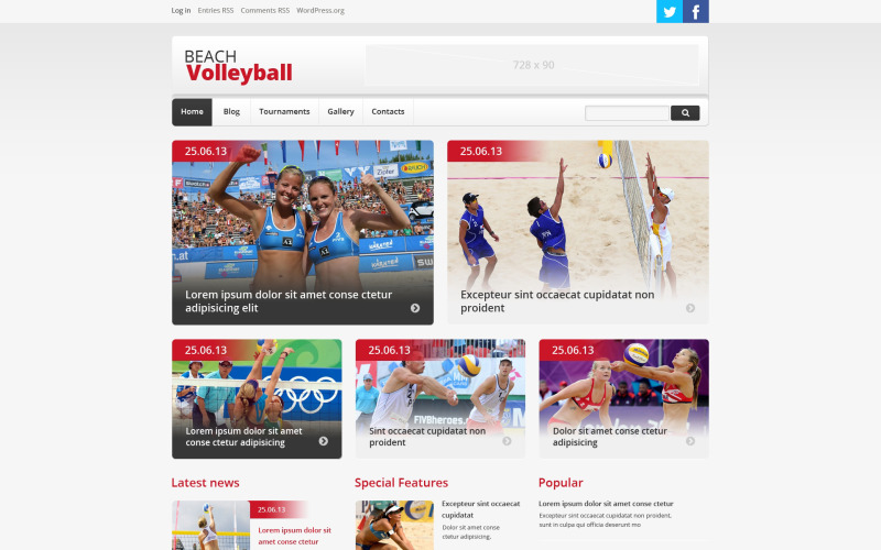 волейбол отзывчивая тема wordpress