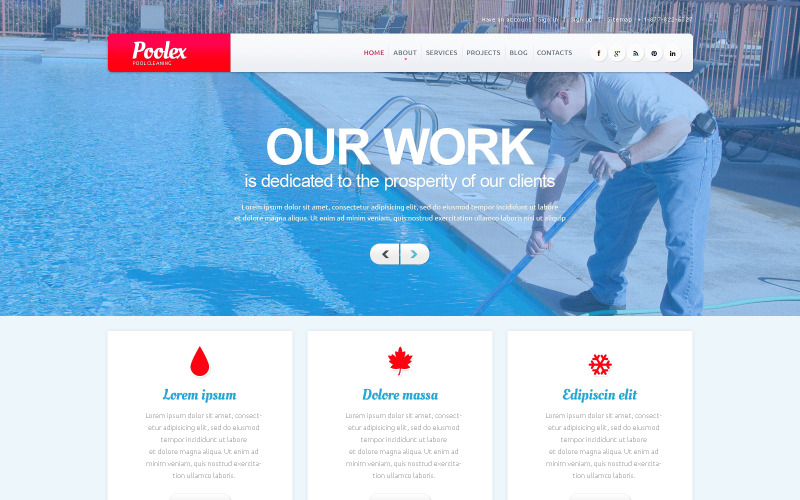 pool cleaning company wordpress тема