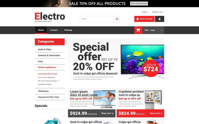 главная электроника prestashop тема