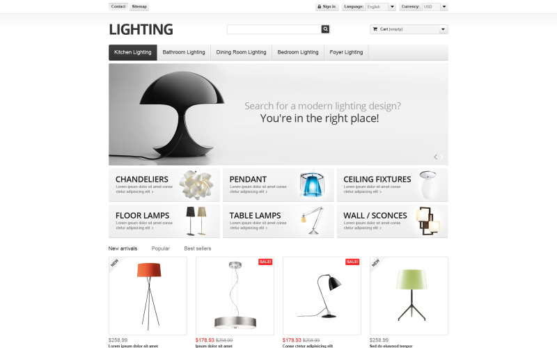 освещение интерьера prestashop тема