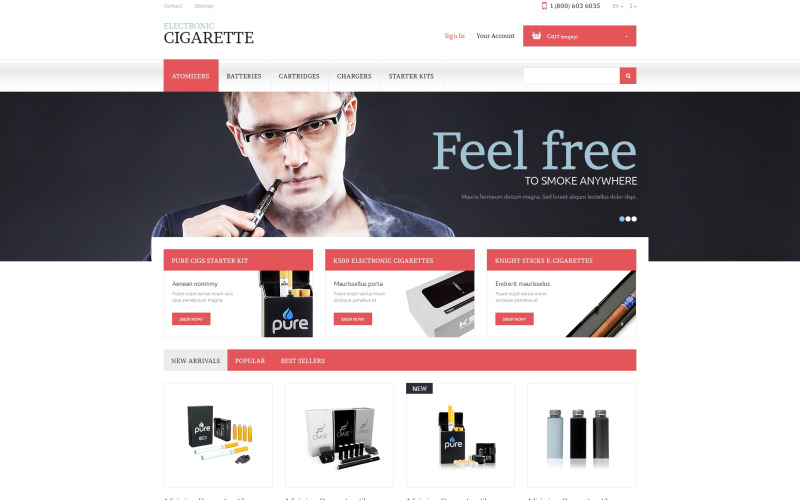 магазин электронных сигарет prestashop тема