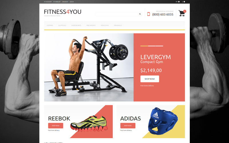 фитнес отзывчивая тема magento