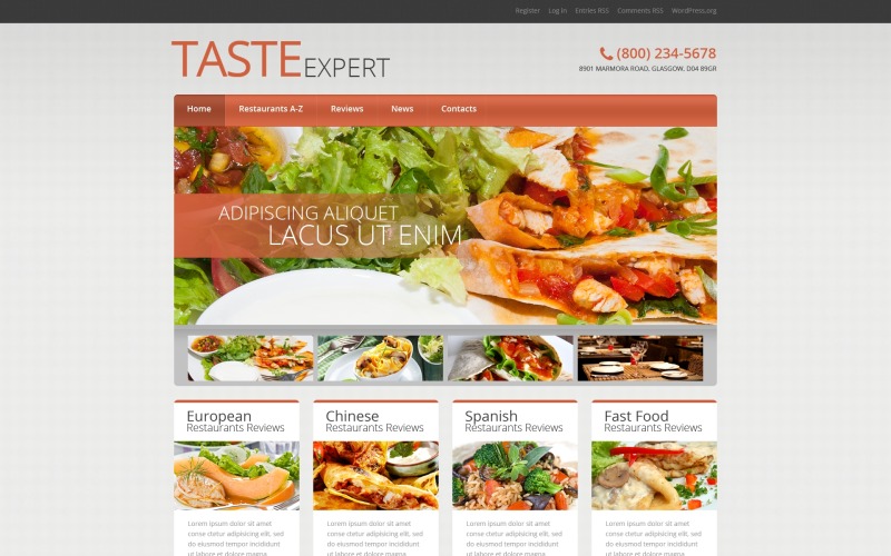 адаптивная тема wordpress для европейского ресторана