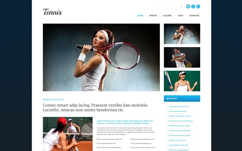 теннис отзывчивая тема wordpress