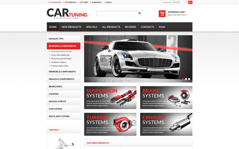 шаблон тюнинга автомобиля zencart
