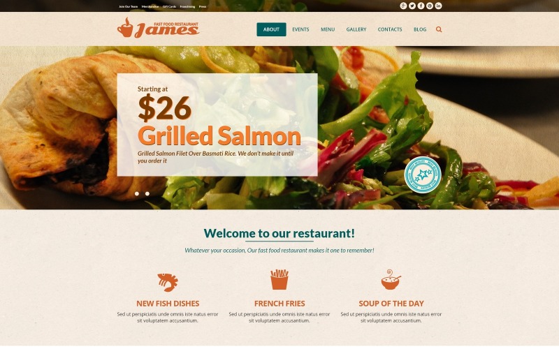 ресторан быстрого питания joomla шаблон