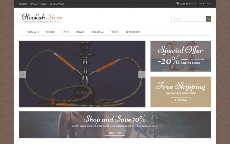 кальян магазин prestashop тема