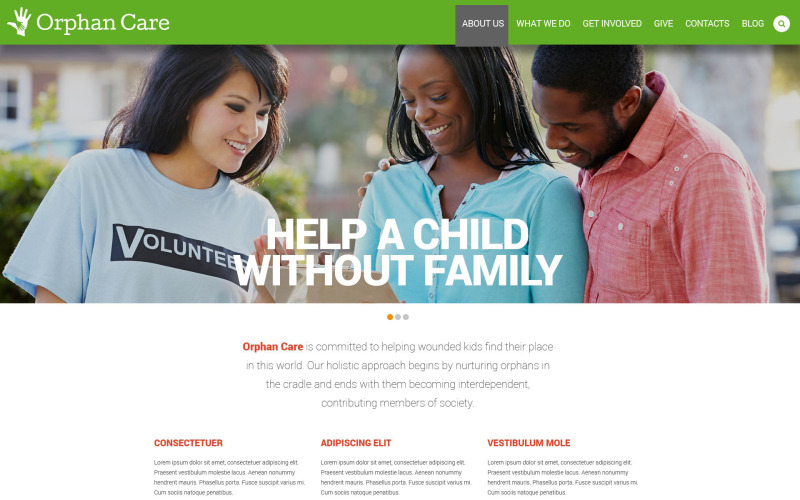 отзывчивый шаблон сайта детской благотворительности