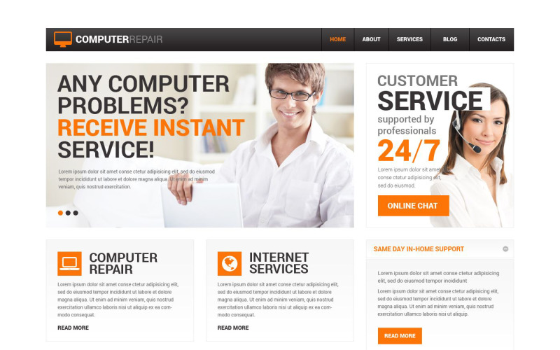 услуги по ремонту компьютеров drupal template
