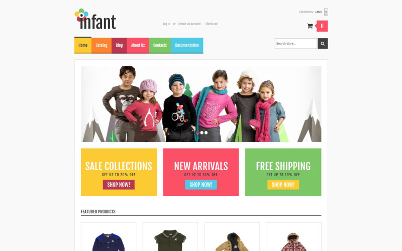 детский магазин отзывчивая тема shopify