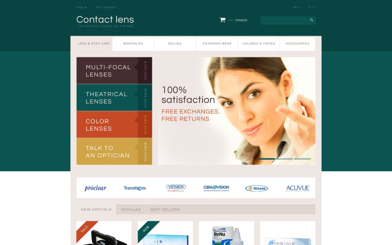 тема магазина контактных линз prestashop