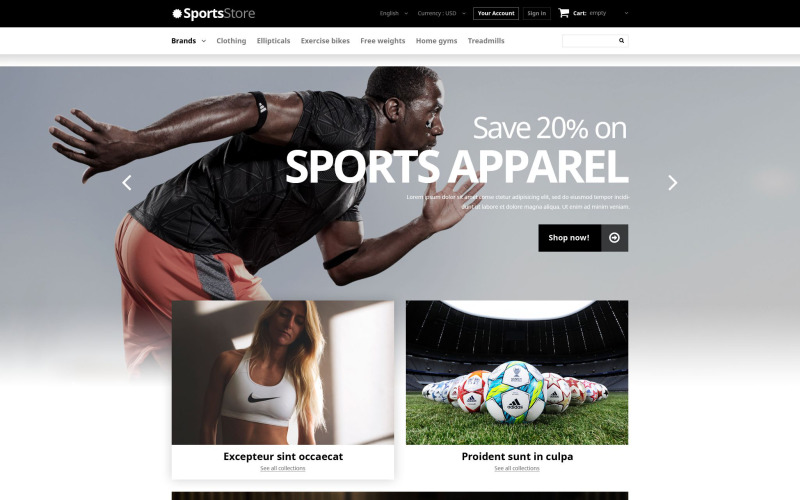 спортивная одежда оборудование prestashop тема