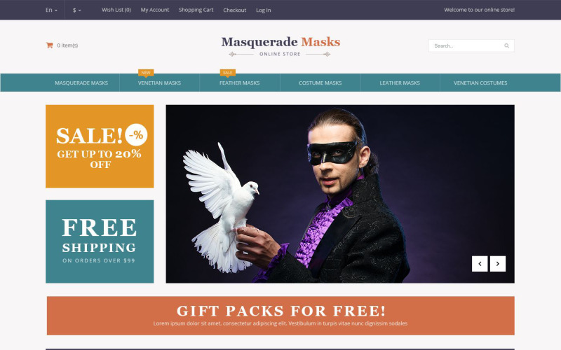 маскарадные маски magento тема