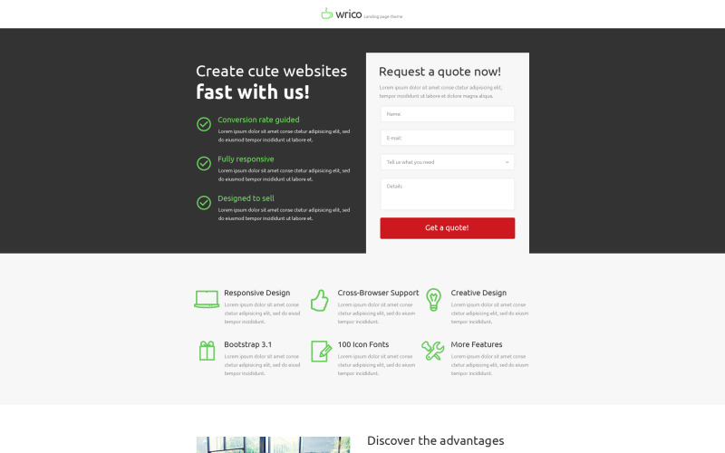 Download Unbounce шаблон "Web Development - Unbounce template" / Web Development - Unbounce template - Unbounce шаблон на тему веб-разработка wrico development design lab studio creative  art gallery artists painting painters web development webmasters designers internet www  sites web design webpage personal  portfolio