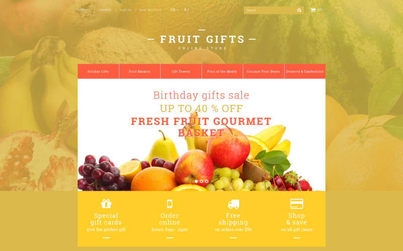 подарочная корзина из свежих фруктов тема prestashop