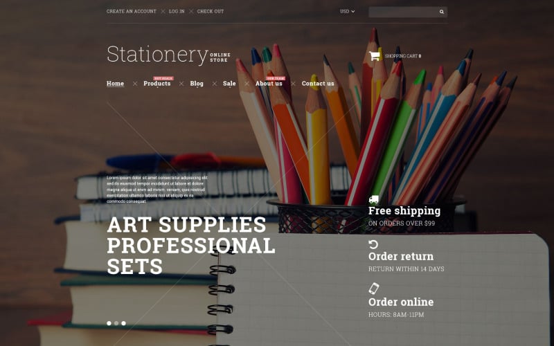 канцелярские товары shopify тема