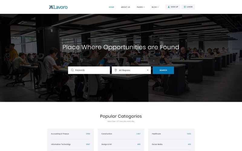 многостраничный html5 шаблон сайта jobs portal multipage