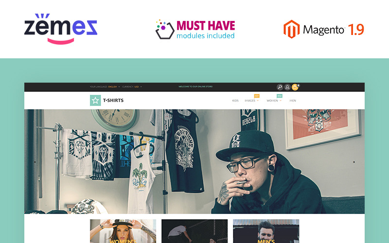 футболки magento тема