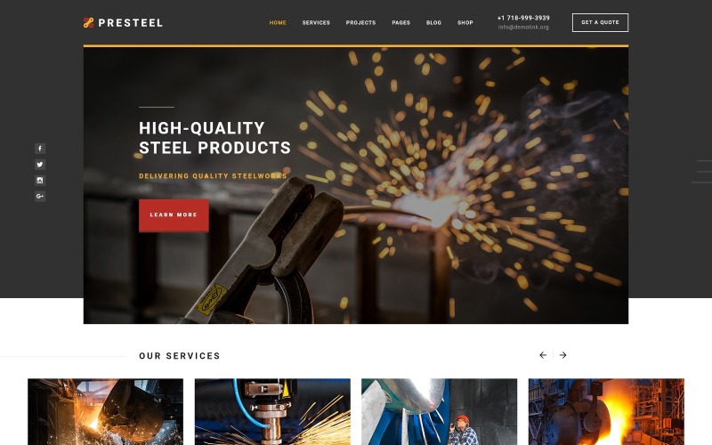 многостраничный креативный html шаблон сайта steelworks