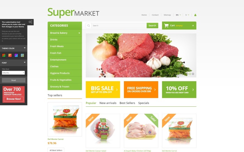 тема супермаркета prestashop