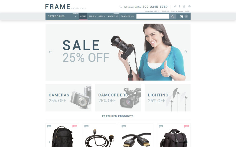 адаптивная тема shopify для видеомагазина