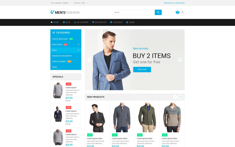 мужская элегантность тема magento