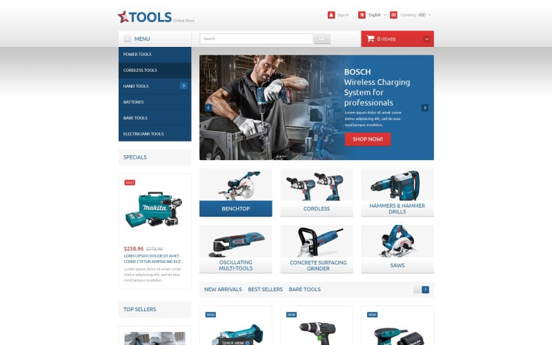 инструменты и оборудование тема prestashop