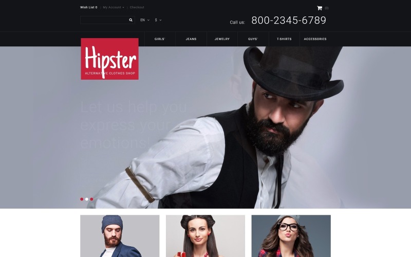шаблон Hipster opencart