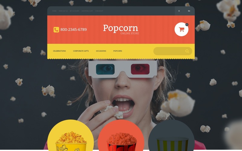 шаблон opencart интернет-магазина попкорна