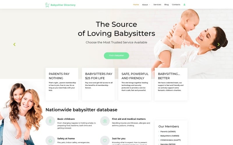 няня готовый к использованию чистый шаблон joomla