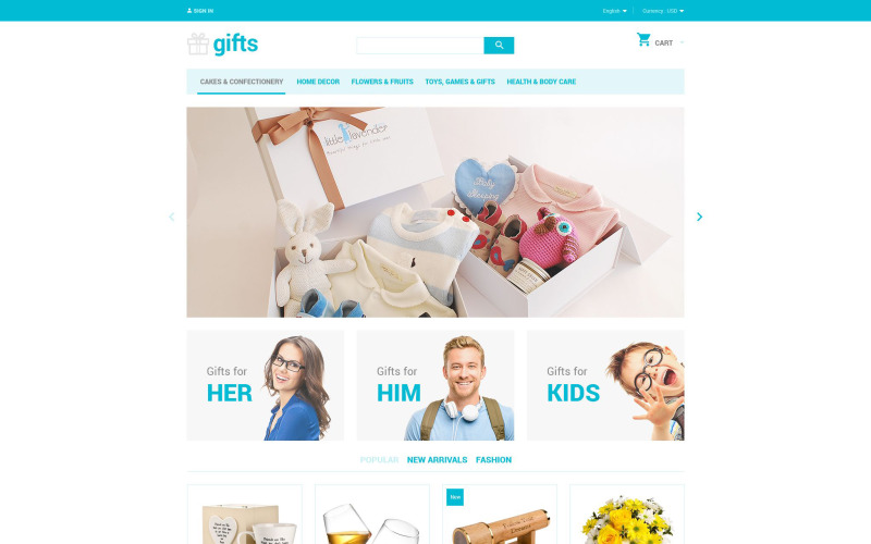 подарки тема prestashop