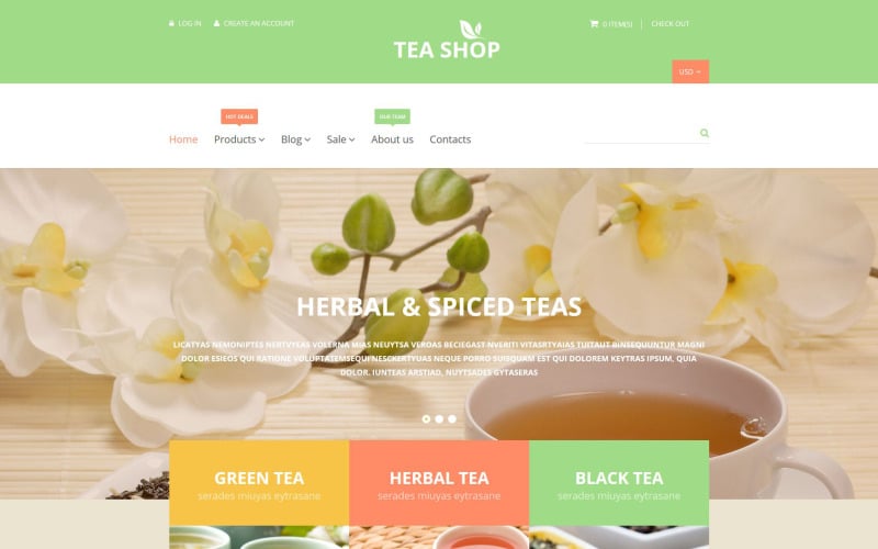 чайный магазин shopify тема