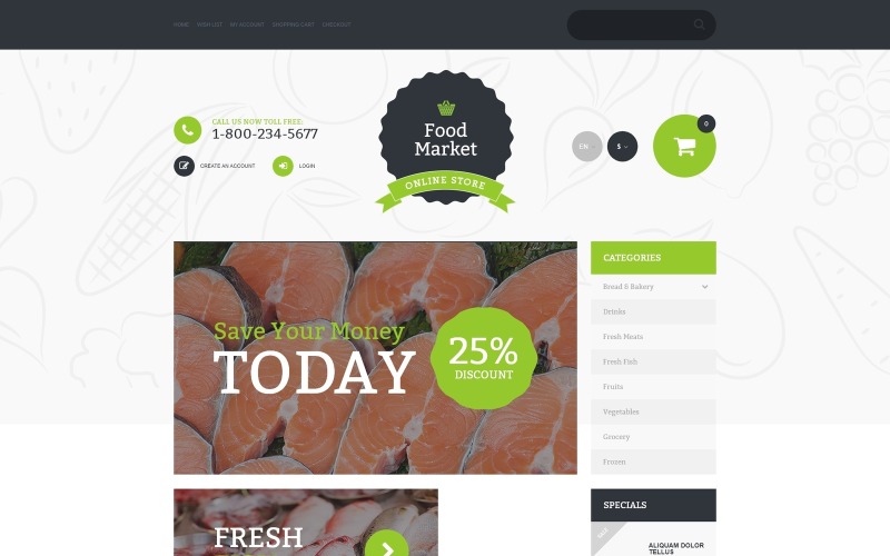 шаблон opencart продовольственного рынка