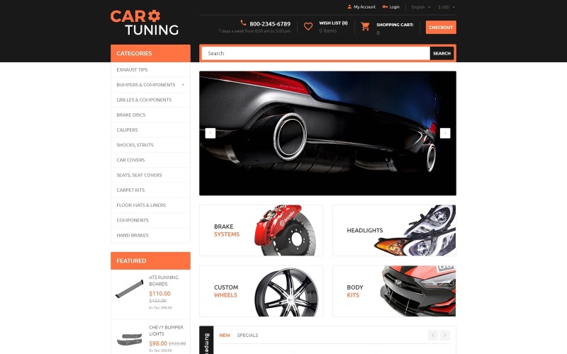 шаблон opencart для тюнинга автомобилей