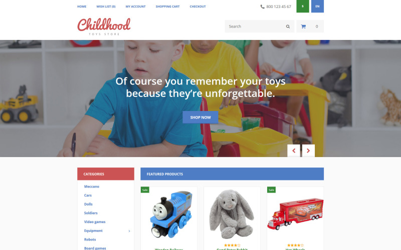 шаблон opencart детства