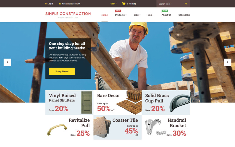 простая строительная тема shopify