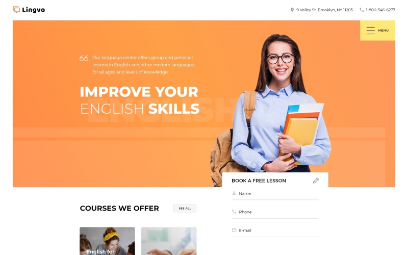 языковая школа многостраничный простой шаблон сайта html5 bootstrap