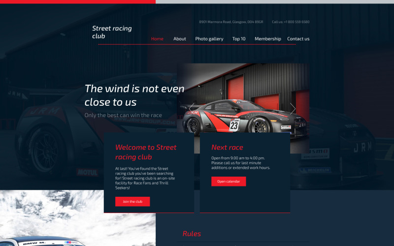 адаптивный шаблон сайта car club