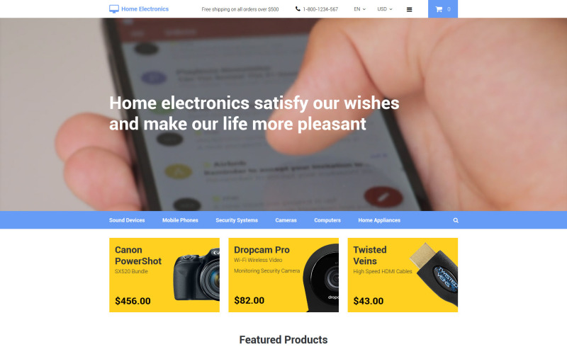 шаблон opencart для домашней электроники